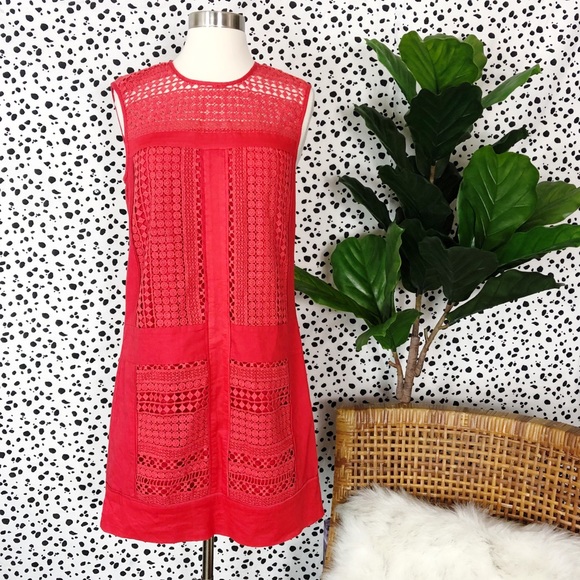 J. Crew Dresses & Skirts - J. Crew Geo Lace Red Shift Sleeveless Dress
